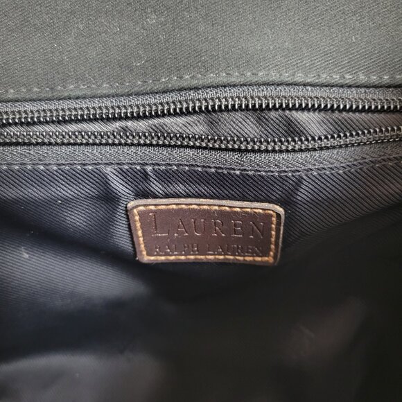Lauren Ralph Lauren Bag Black Canvas Designer Shoulder Single Strap Brown Classi - Picture 8 of 13